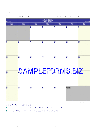 July 2014 Calendar 2 doc pdf free